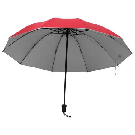 Macma Taschen-Regenschirm, innen silber und außen rot