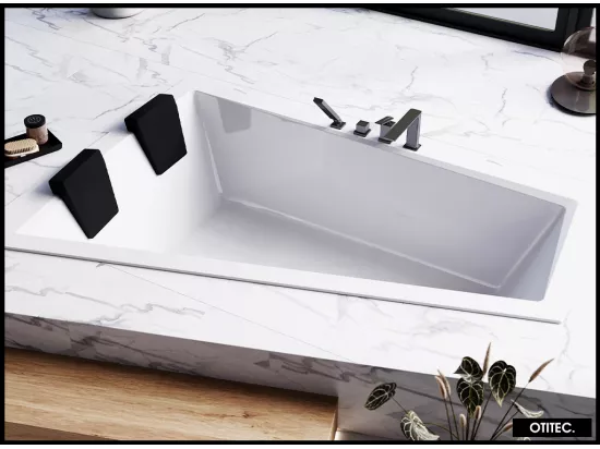 Baignoire Asymétrique à Encastrer - 170 x 125 cm - GAUCHE - INTIMA DUO SLIM - 2 REPOSE-TÊTES OFFERTS