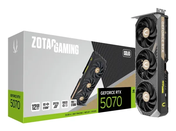 ZOTAC GAMING GeForce RTX 5070 SOLID - Grafikkort - GeForce RTX 5070 - 12 GB GDDR7 - PCIe 5.0 x16 - 3 x DisplayPort, HDMI