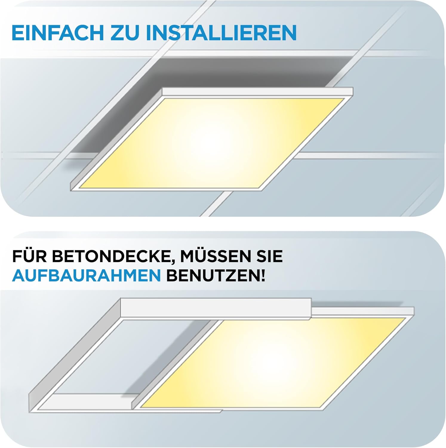 LED Panel 62x62-6er Pack LED Deckenpanel Tageslicht 6500K 4000lm Deckenleuchte Rasterdecke Einbauleuchte Deckenlampe Einbau Platten Rasterlampe (Kaltweiß)