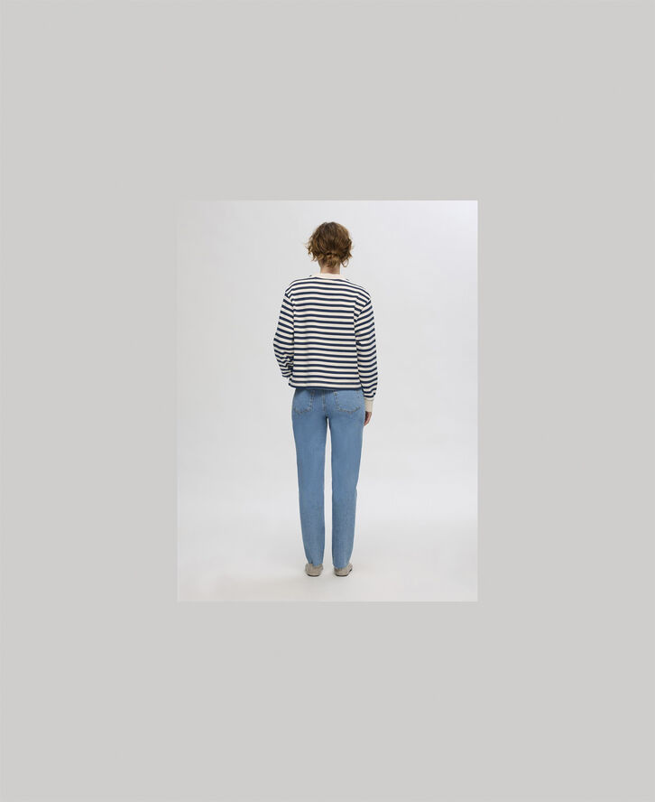 Selected Femme SLFELISE LS CREW NECK SWEAT B Dark sapphire/sandshell stripes