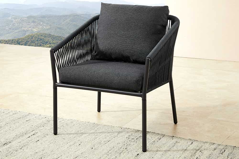 Outdoor Garten-Sitzgruppe AIRE ROPE anthrazit wetterfest inkl. Tisch und Kissen