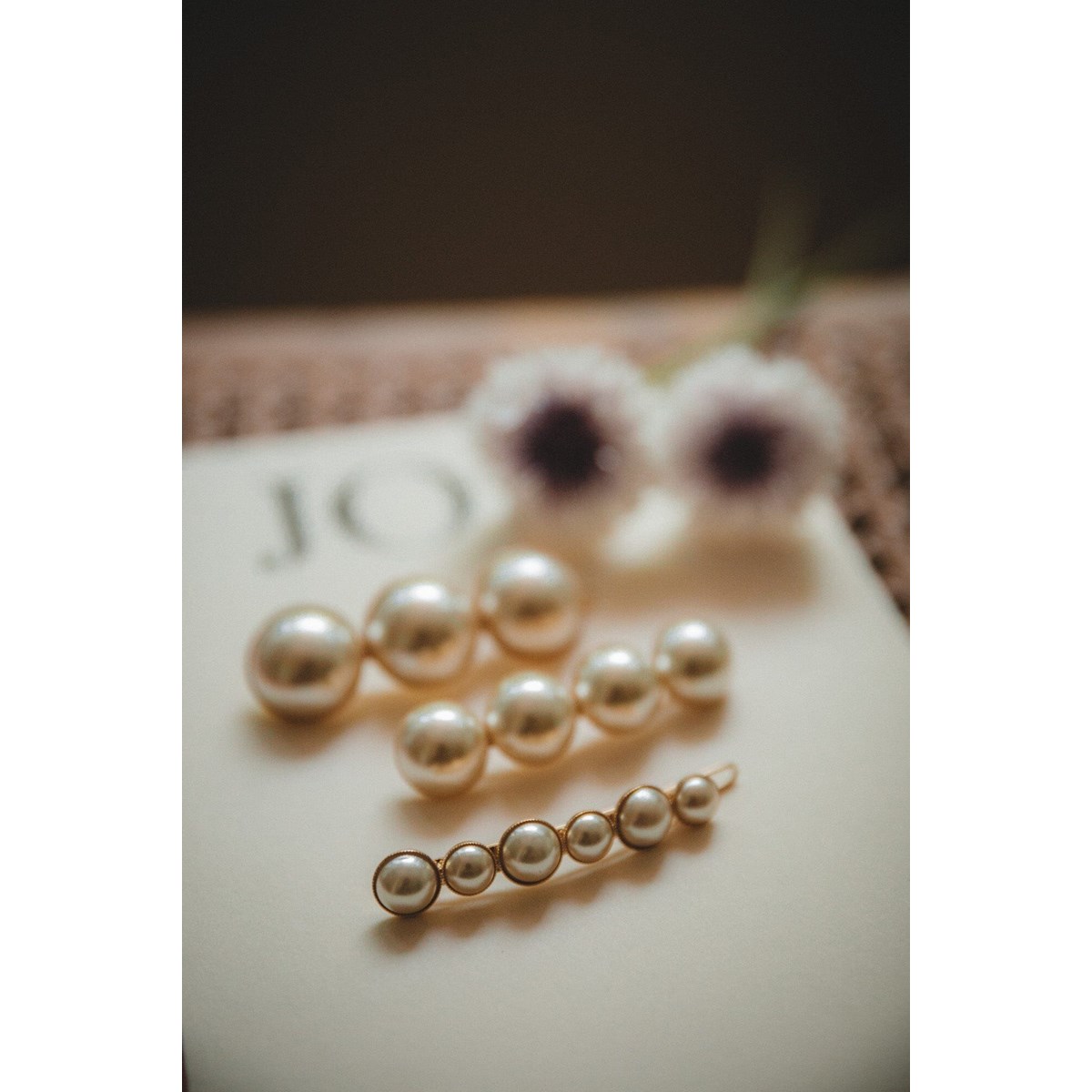 mini barrette perles doré à l'or fin - NÉLYA