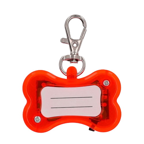 (45x30mm) LED Hunde Sicherheitslicht Knochen Leucht Anhänger für Halsband / Leine inkl. LR44 Batterien - Rot