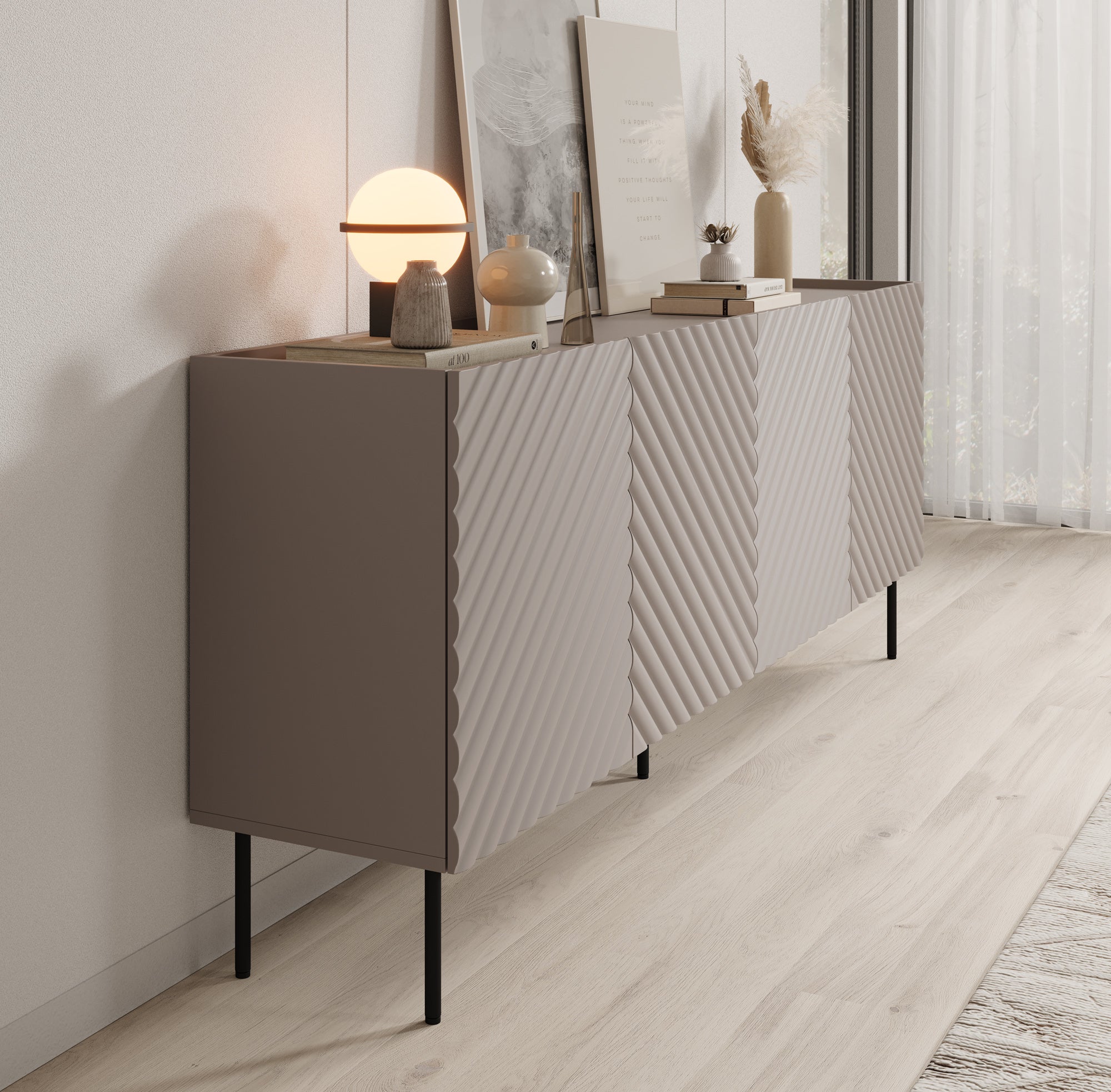 Meubella - Dressoir Laguna - Beige - 200 cm