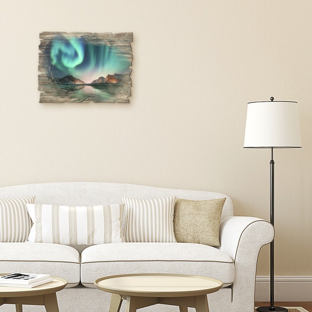 Artland Holzbild »Auroraborialis - Nördliches Polarlicht« Europa 1 Stk. tlg.