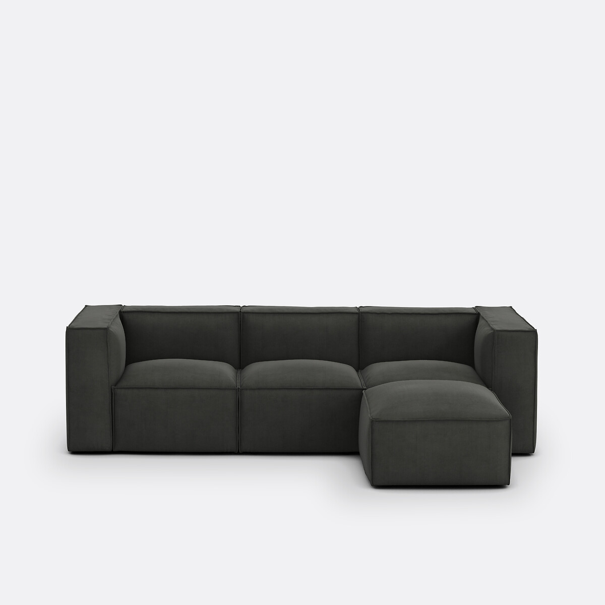 LA REDOUTE INTERIEURS<br>Sofá modular de 3 lugares e 1 pufe em veludo cotelê Seven