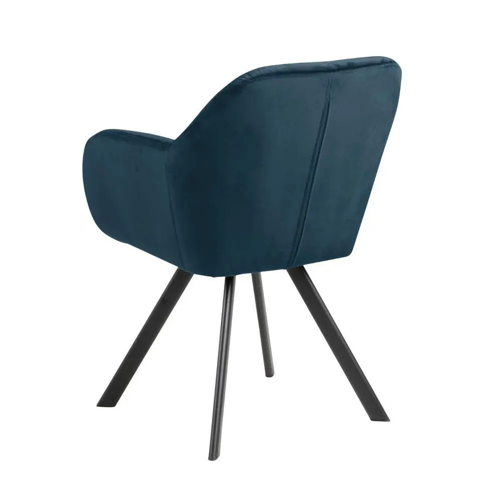 Eetkamerstoel - Blauw - Stof - Zithoogte 47,5cm - Lida