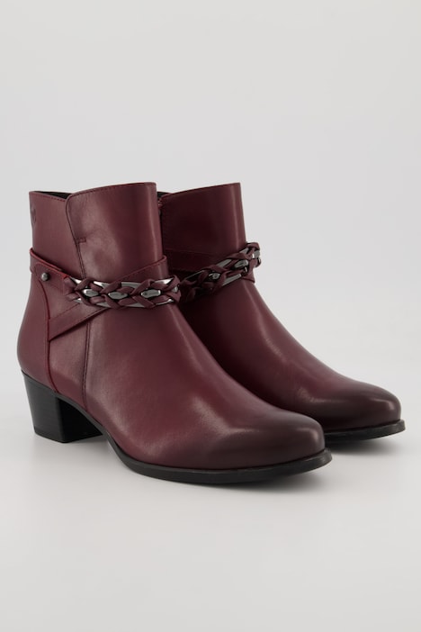 Caprice Leder-Stiefeletten, Zierkette, Zipper, Weite G