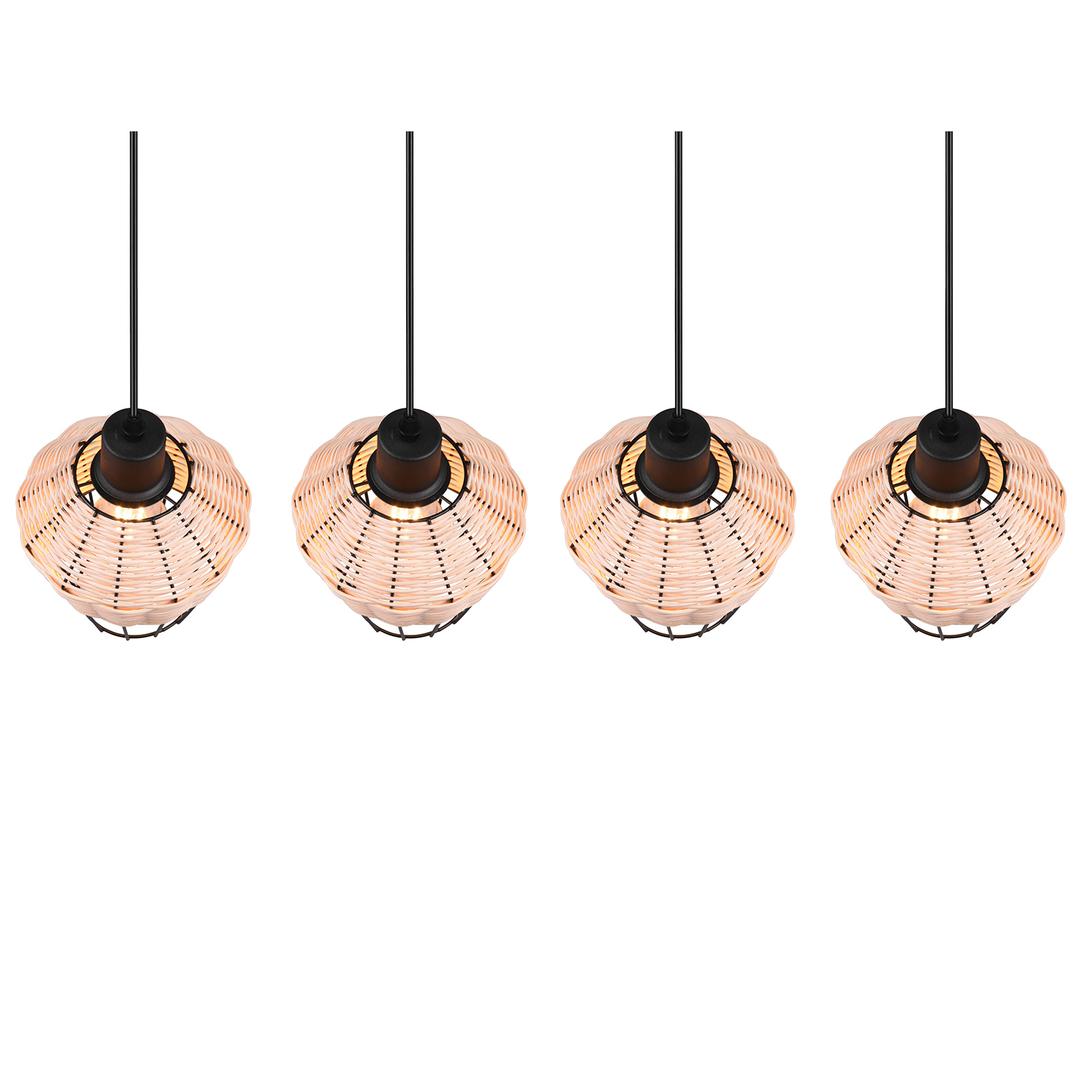 Pendelleuchte - natur-schwarz - Rattan