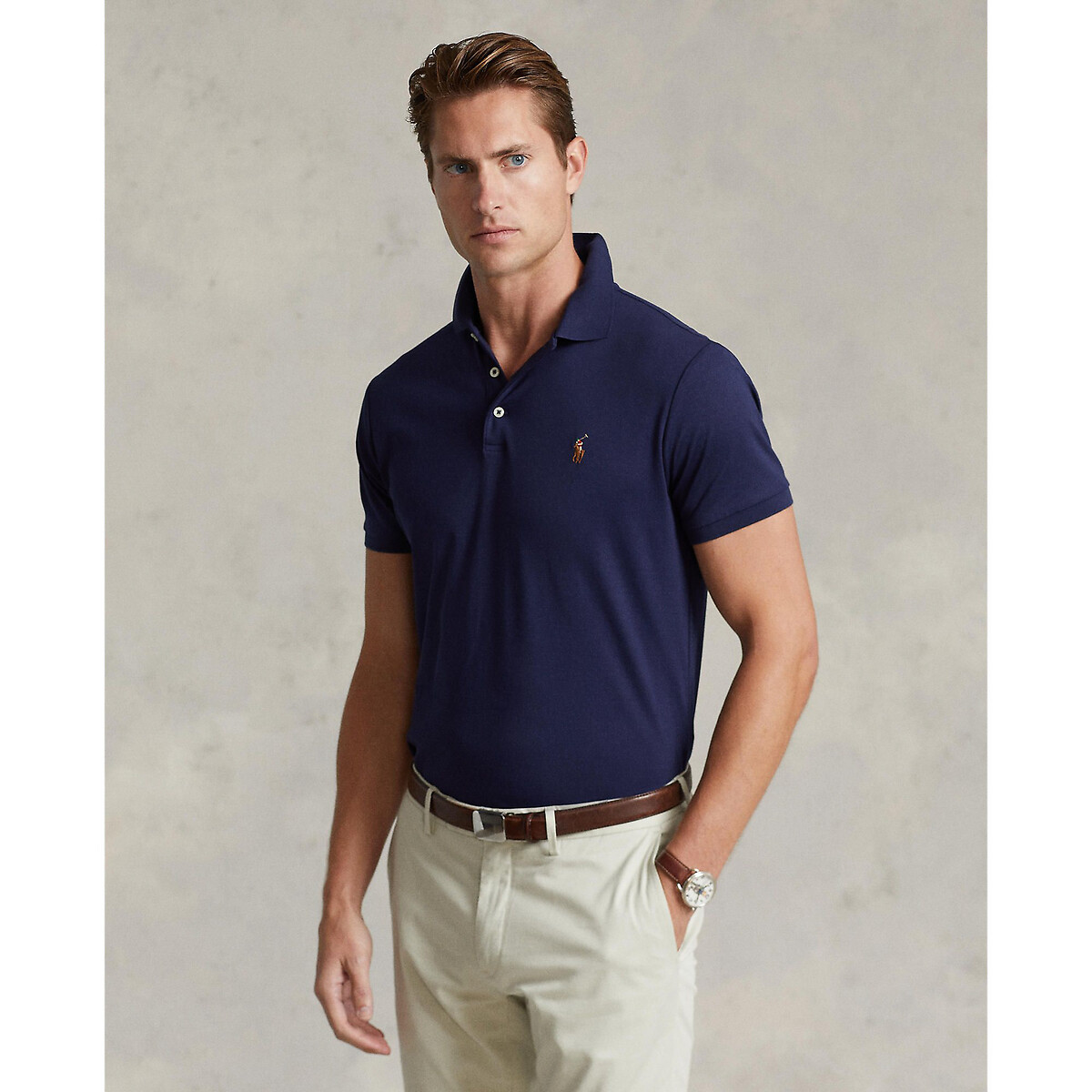 POLO RALPH LAUREN<br>Polo direita com corte personalizado em tricô interlock