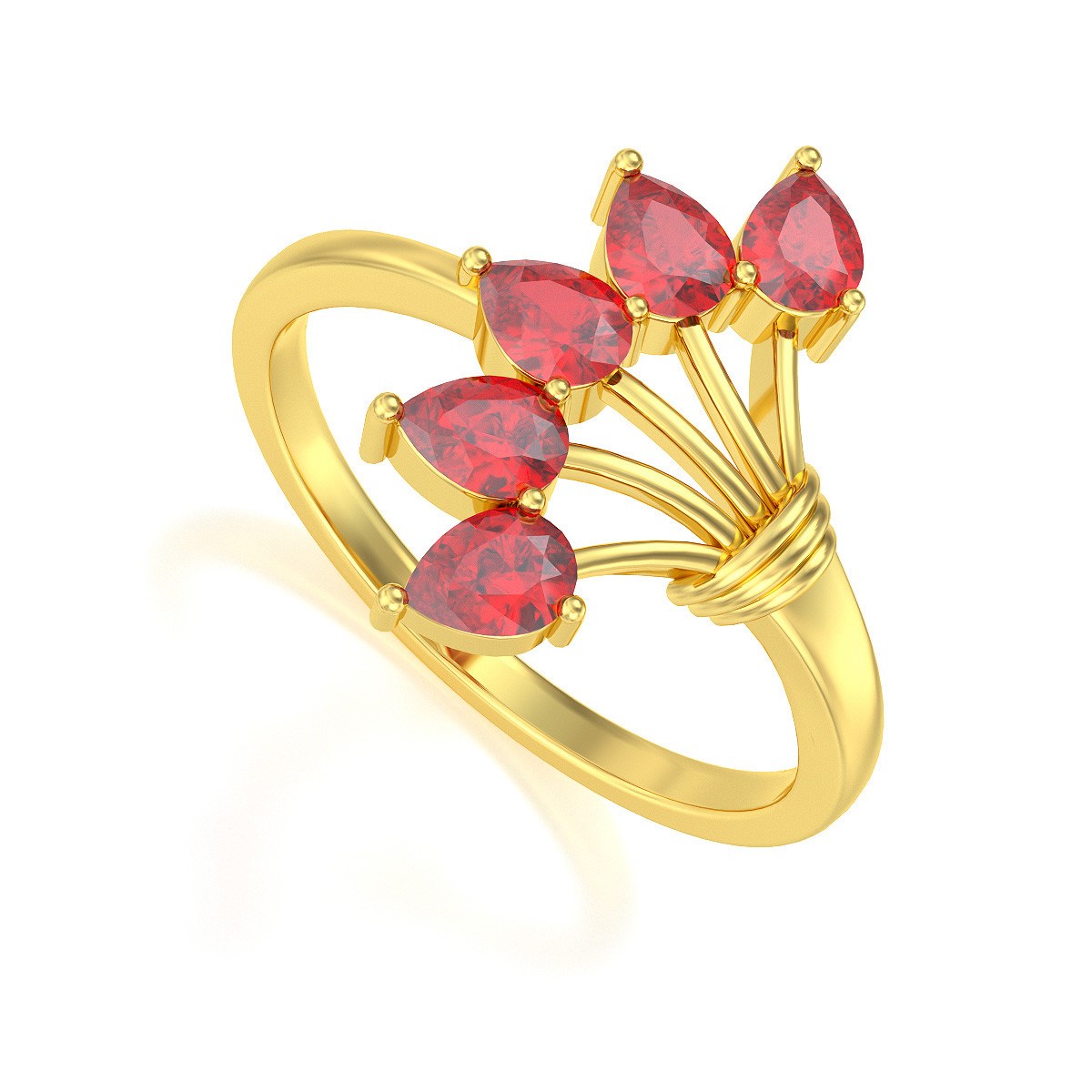 Bague ADEN Or 585 Jaune Rubis 2.65grs