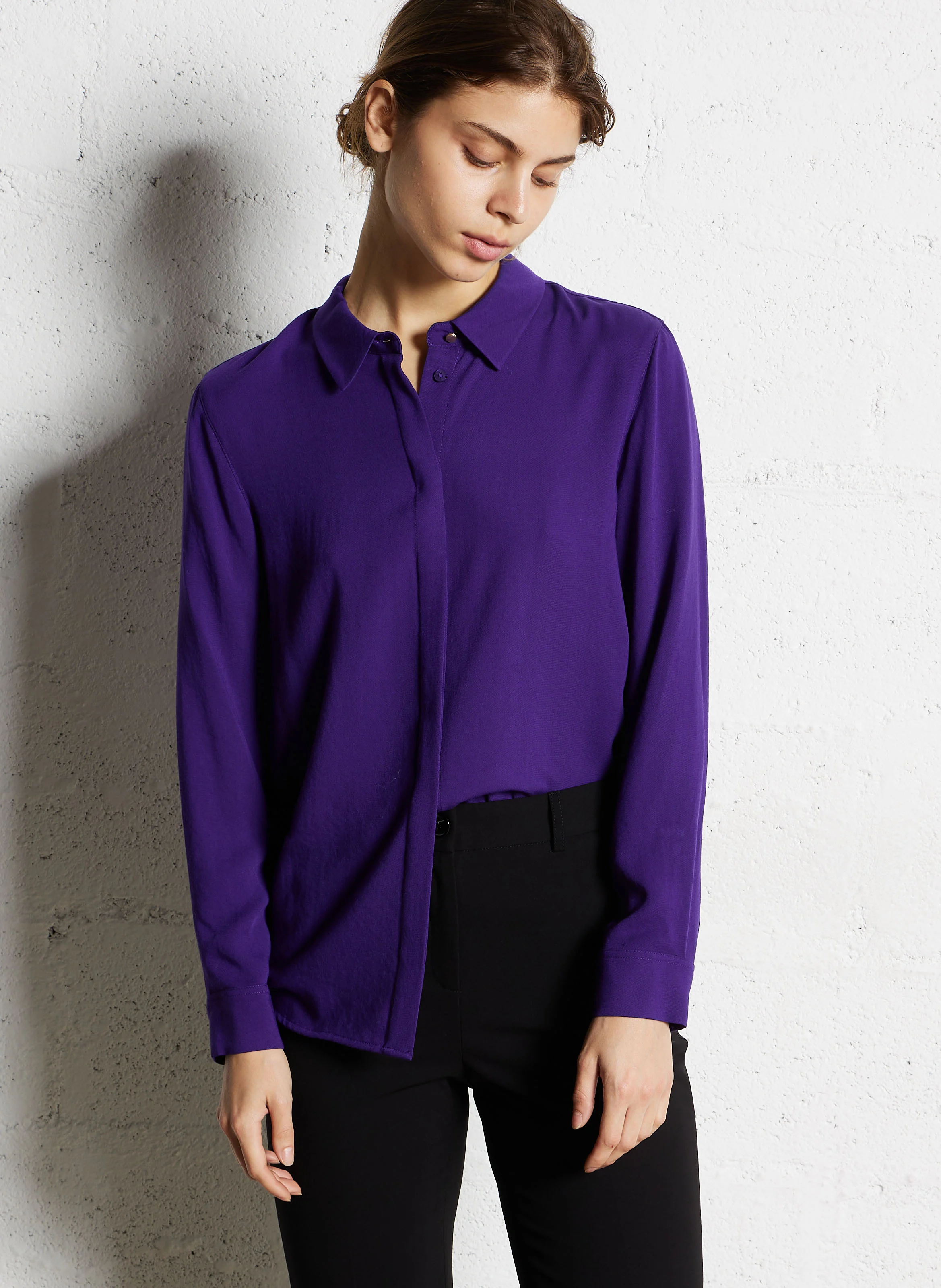 MATEA - Chemise fluide col classique| Violet