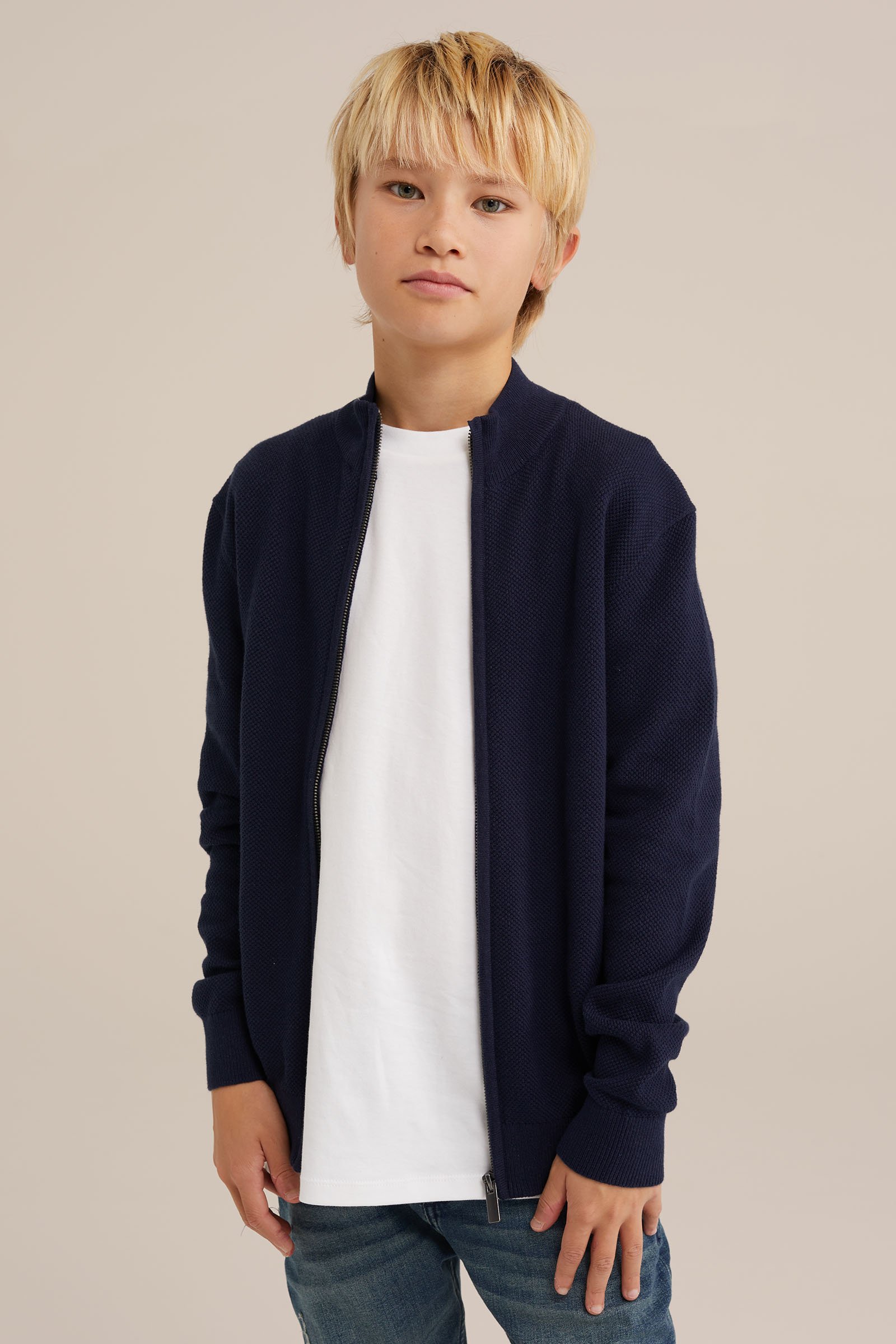 Jongens vest met structuur Blue Ridge Marineblauw