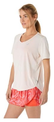 Maillot manches courtes Asics Road V-Neck Beige Femme