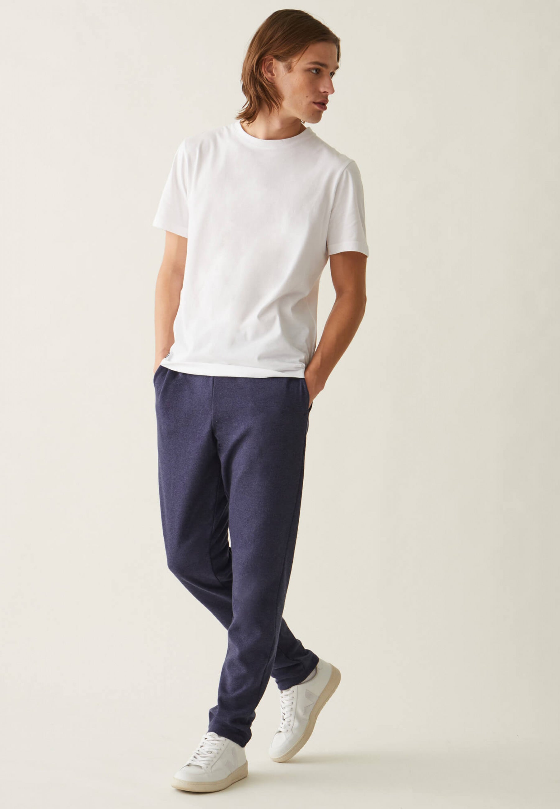 T-shirt col rond en coton-Jean Blanc