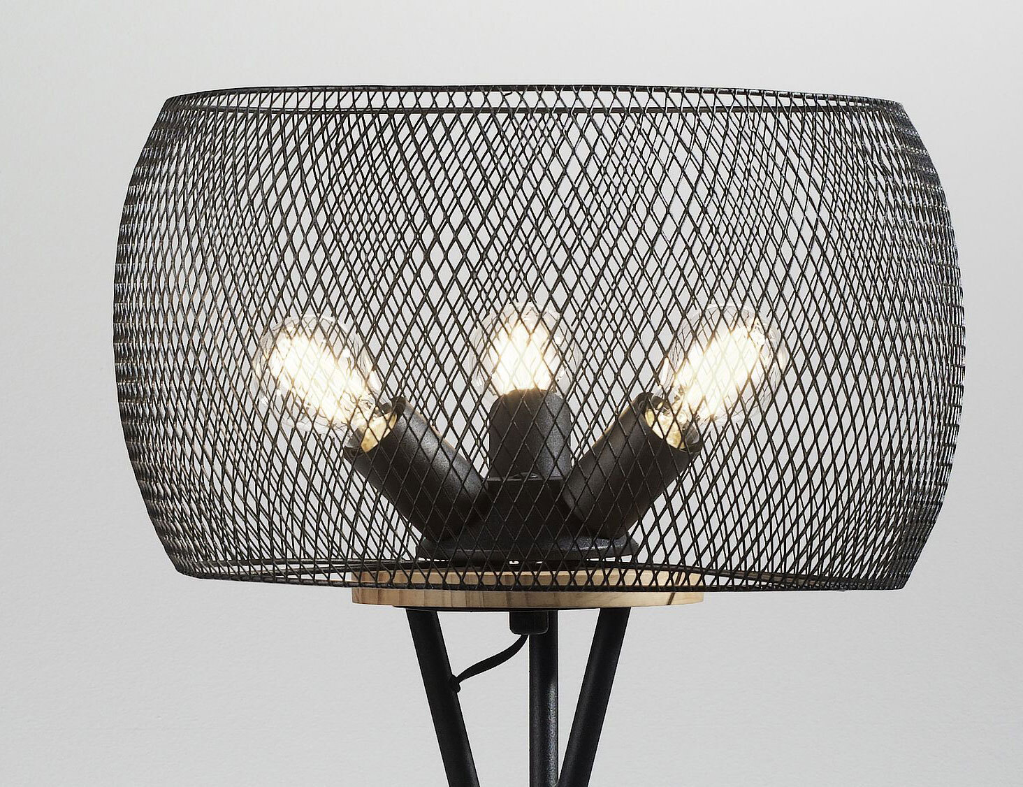 casaNOVA Retrofit Stehlampe RESI 3-flg schwarz /Holz