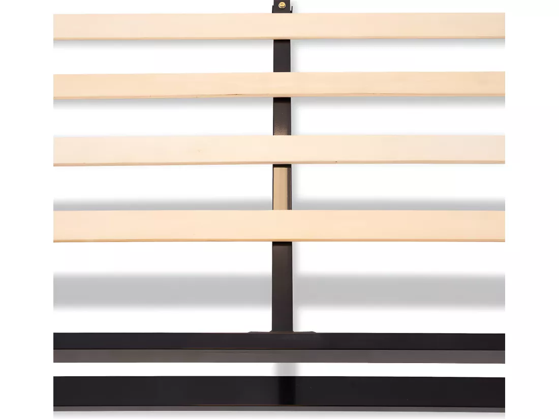 OLYMPE LITERIE | Sommier à lattes en métal PANDORE 140x190 cm | Coloris Noir | Livré en kit
