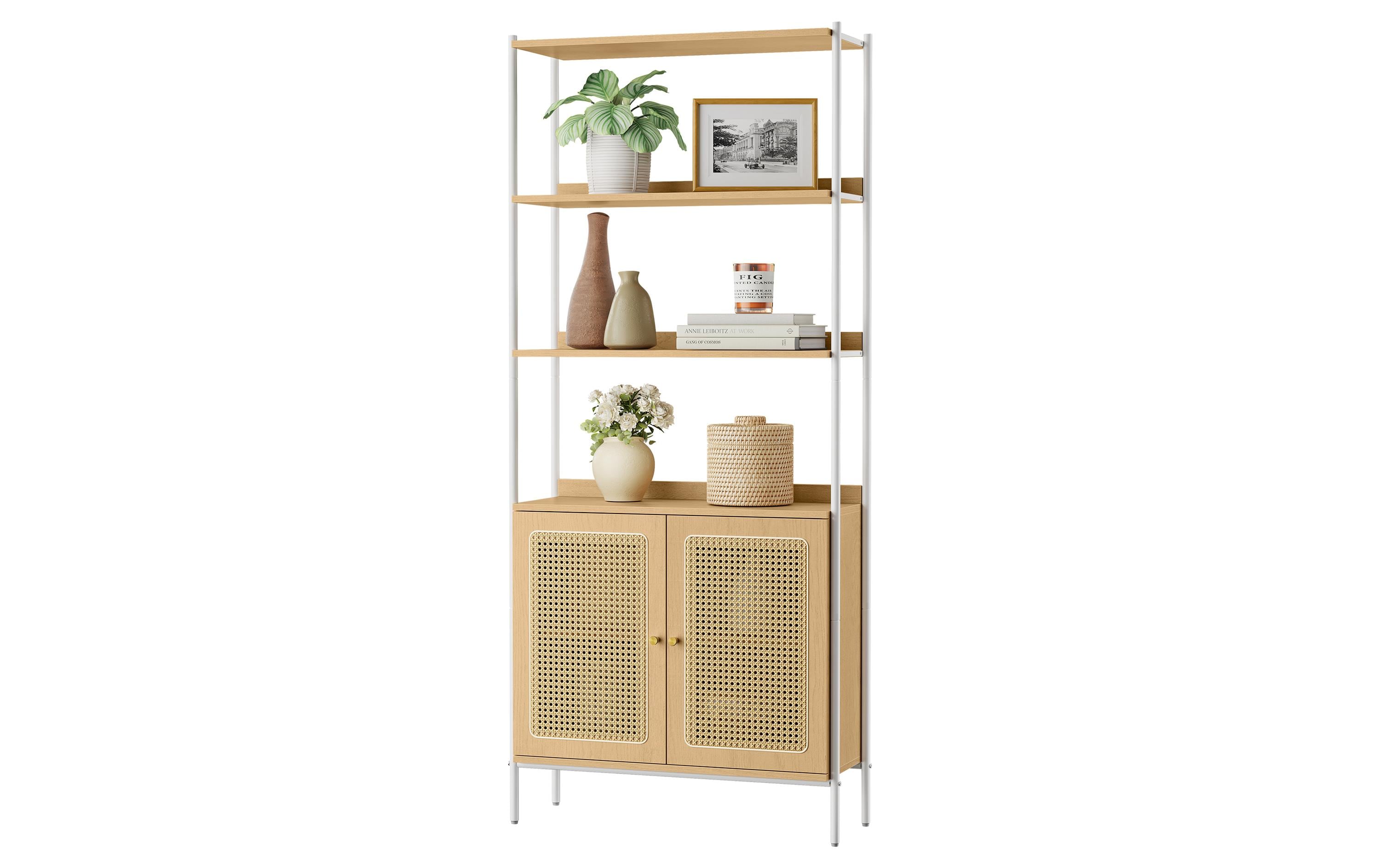 Regal mit 6 Ebenen 76.4 cm x 174.7 cm, Eiche/Perlweiss<br>Bücherregal