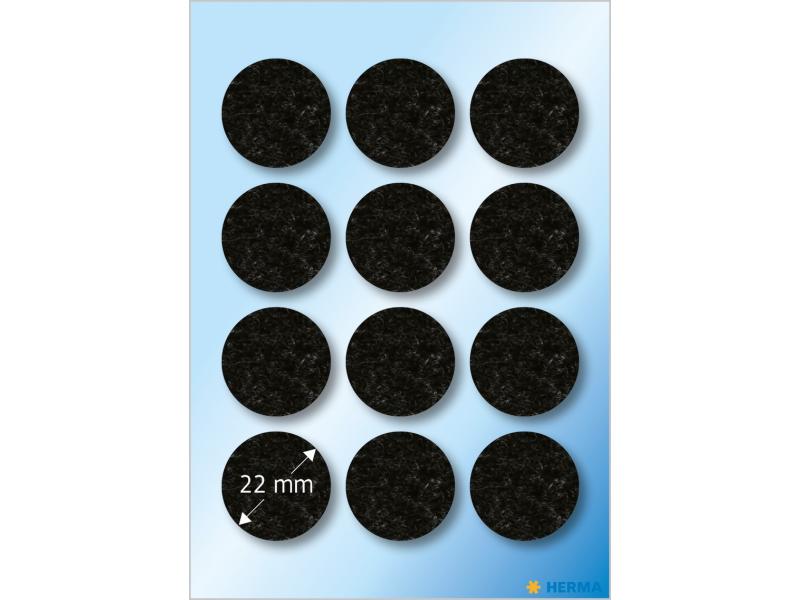Herma Stickers Filzgleiter Ø 22 mm, Schwarz, 12 Stück Schutz vor Verkratzen von Untergründen