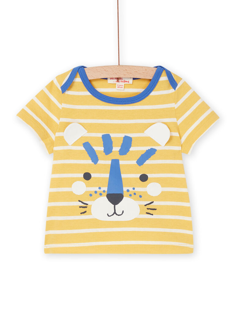 T-shirt safran et blanc à imprimé à rayures