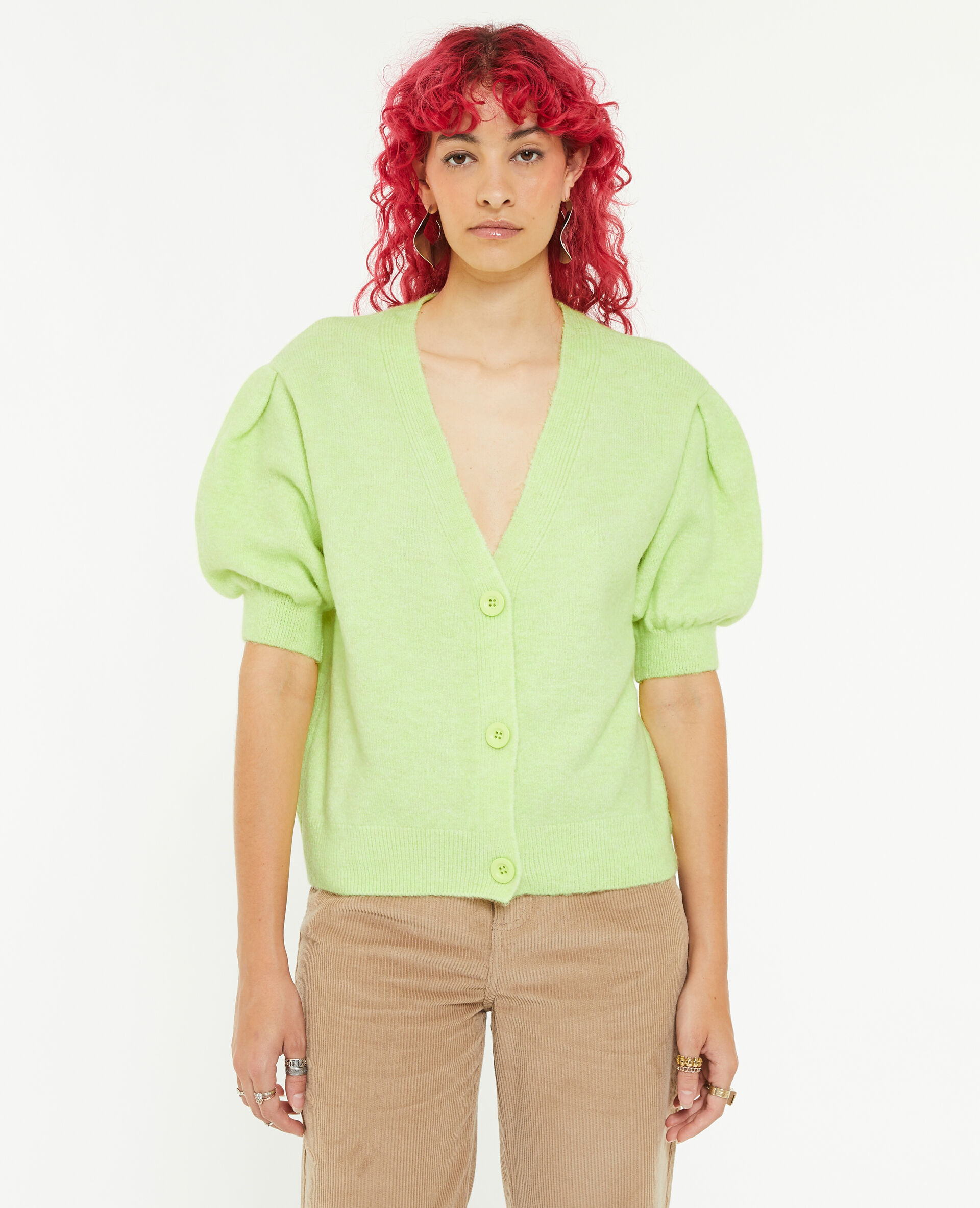 Gilet à manches courtes ballon - Vert anis