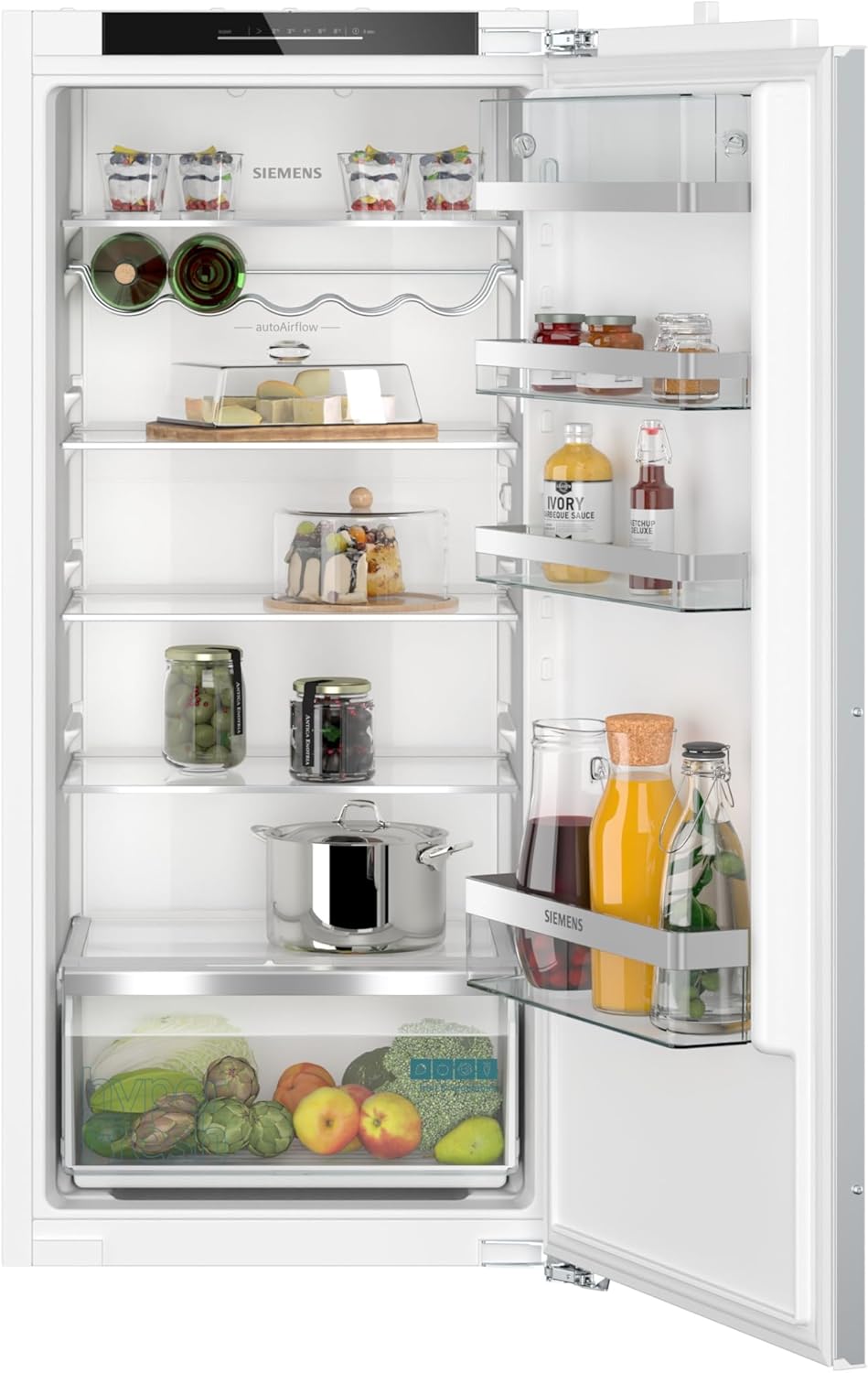 Siemens KI41RADD1 iQ500, Einbau-Kühlschrank, 122,5 x 56 cm Nische, 204 L, Made in Germany, sehr Leise, hyperFresh Box, längere Frische, LED-Beleuchtung, superCooling, autoAirflow, Flachscharnier