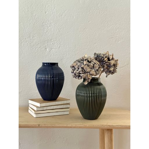 Knabstrup Riflet Vase, Dark Blue
