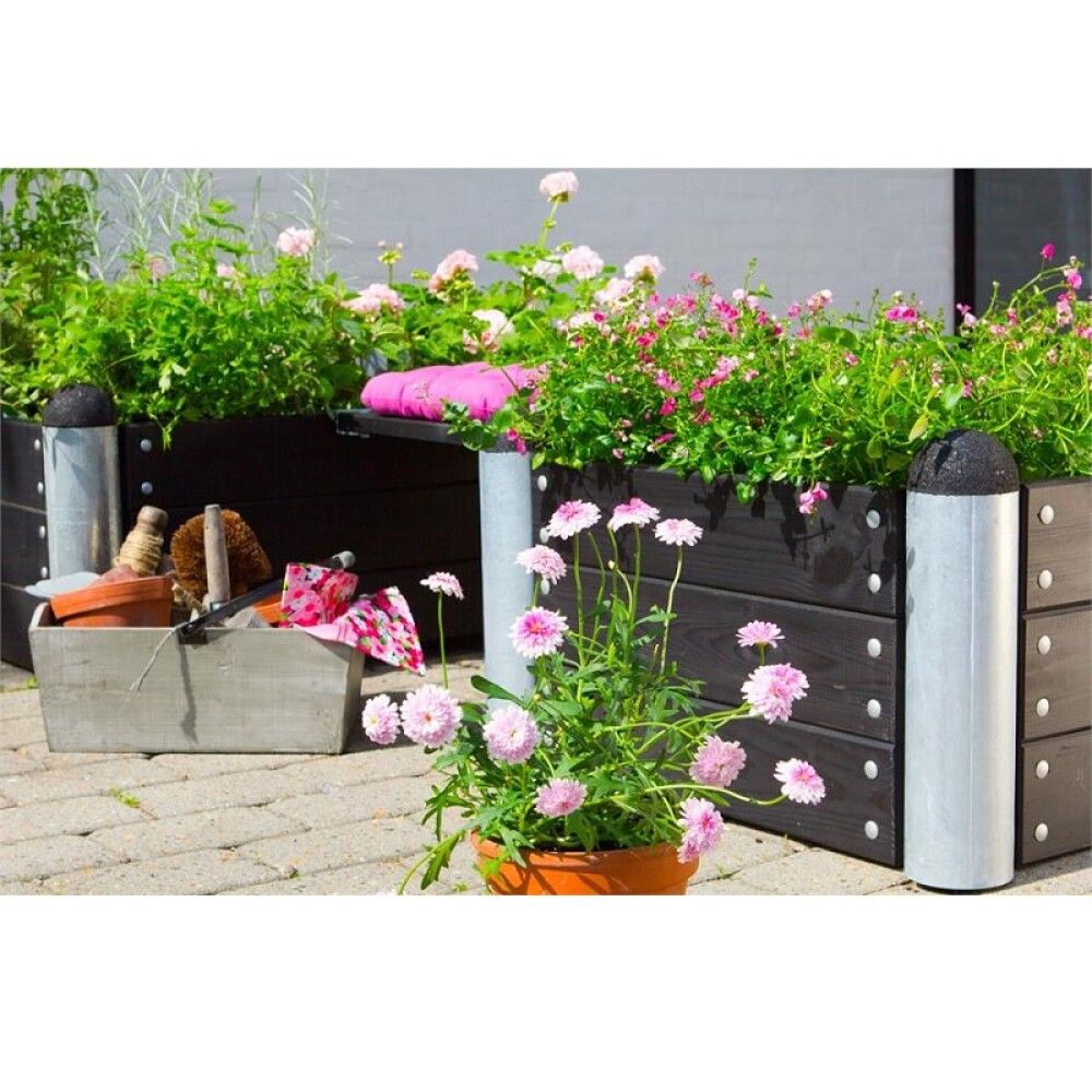 PLANTEKASSE PLUS PIPE SVART 80X80X36 CM