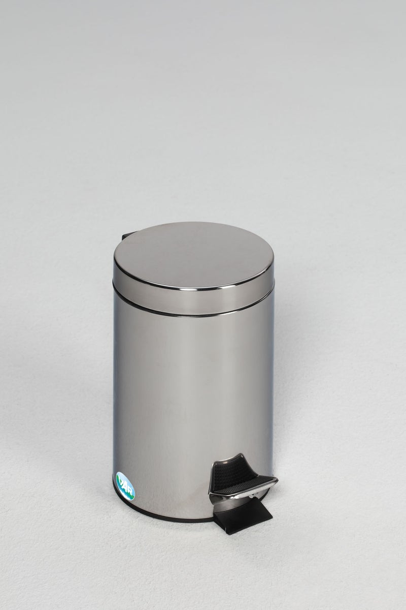 PROREGAL Robuuste pedaalemmer met binnenemmer en handgreep, 3 liter, HxBxD 27 x 17 x 17 cm, roestvrij staal, zilver