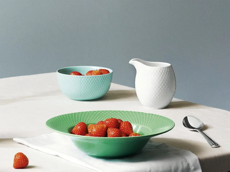 Lyngby Porcelæn Rhombe Dyb tallerken Ø24,5 cm grøn porcelæn Grøn