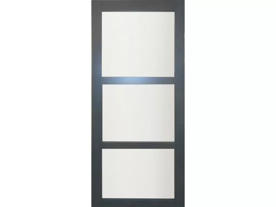Porte Coulissante Blakeria Ral7016 Vitrée H204 X L93 + Rail Alu Et 2 Coquilles Noir Gd Menuiseries