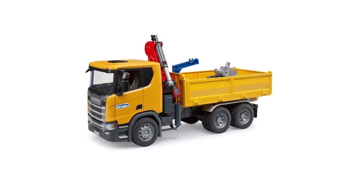 bruderScania Super 560R constructie vrachtwagen met kraan en 2 pallets Modelvoertuig  (03551)