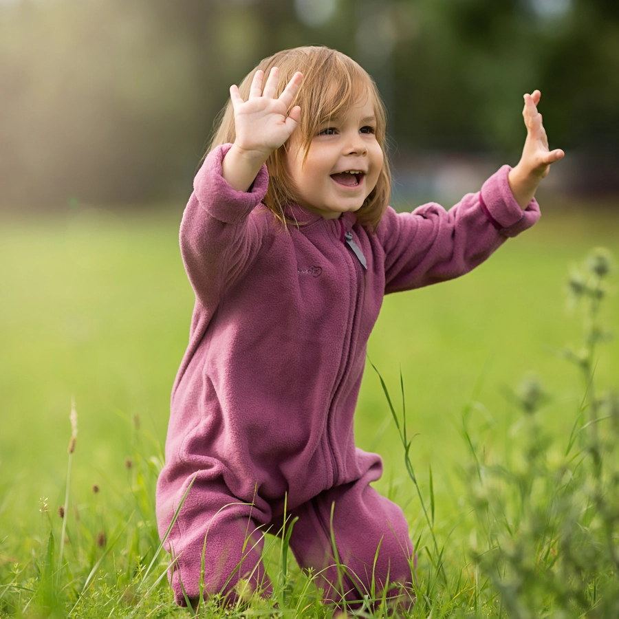 Hoppediz Overall Fleece-Overall mit Umschlagbündchen beere