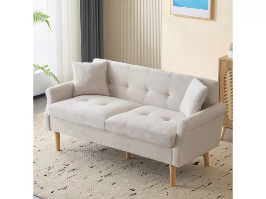 Design moderne, meubles rembourrés, canapé double, canapé rembourré avec coussins épais, beige