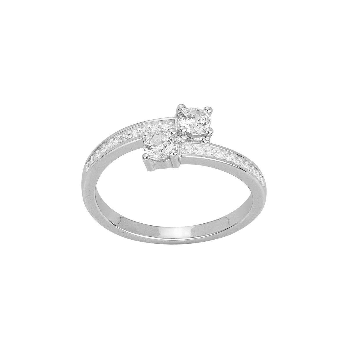 Bague croisée en Argent avec oxyde de zirconium blanc