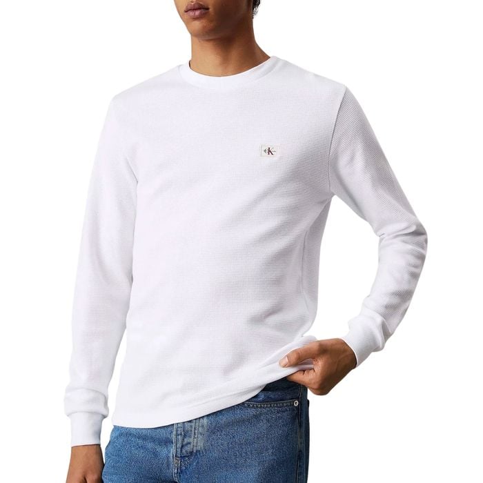 Calvin Klein Woven Label Waffle Longsleeve Shirt Heren