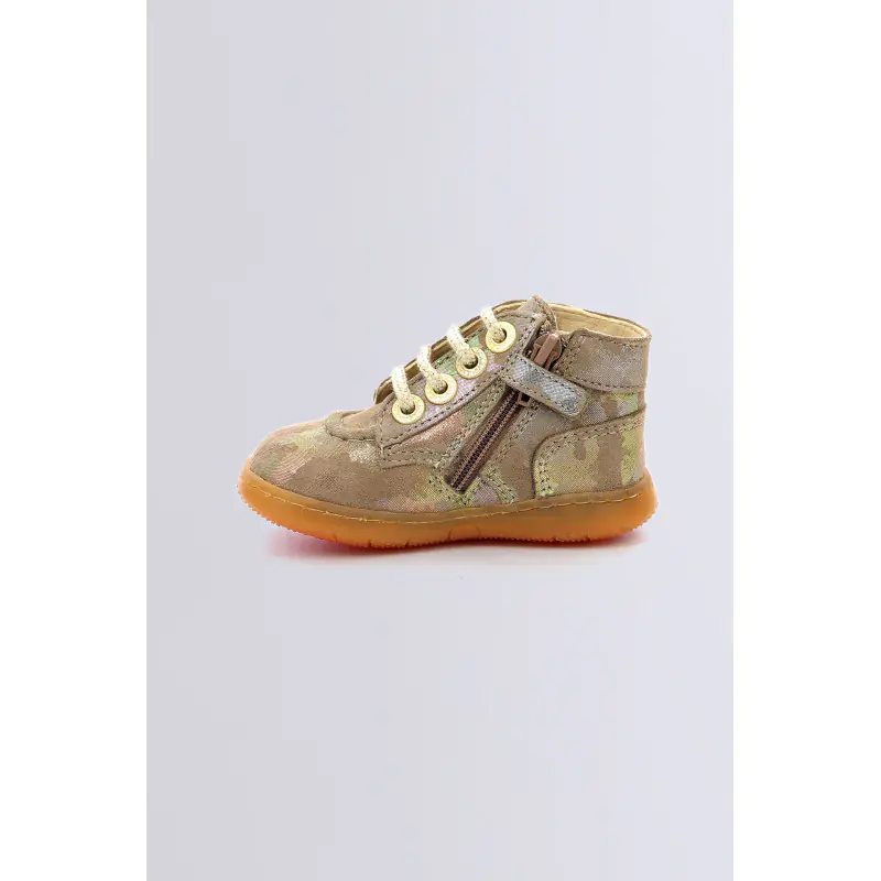 KICKBONZIP KAKI CAMO IRISE BOTTILLONS Cuir Fille