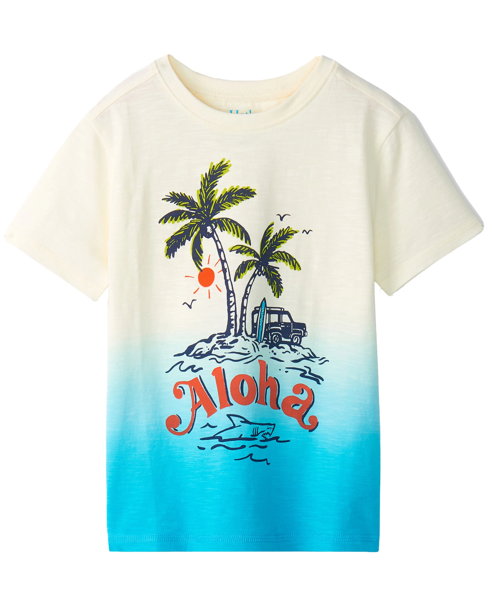 T-Shirt ALOHA in weiß/blau