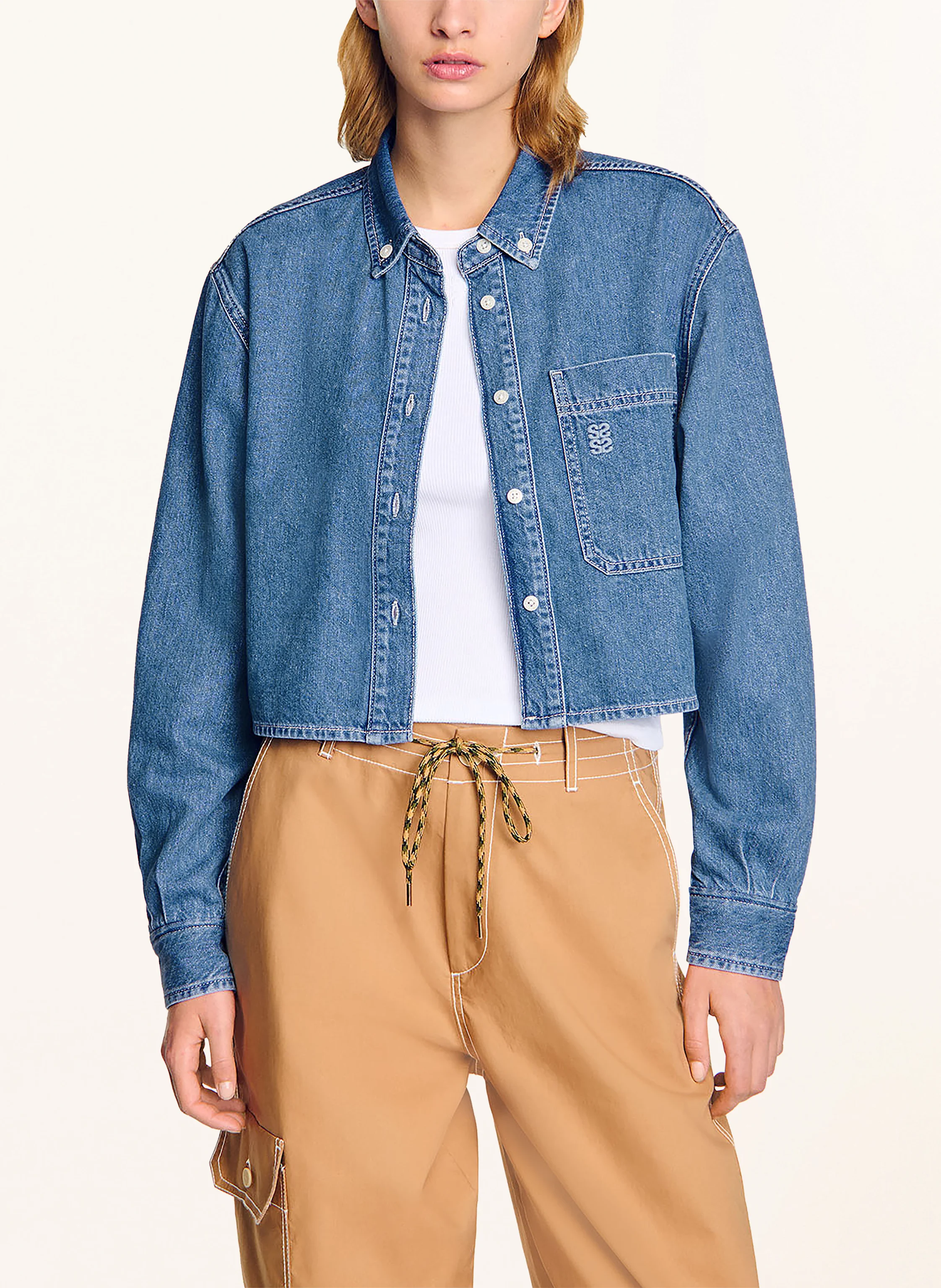 SANDRO Cropped-Jeansbluse