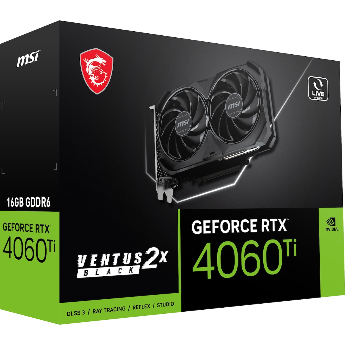 MSI GeForce RTX 4060 Ti Ventus 2X Black OC 16GB grafikkort