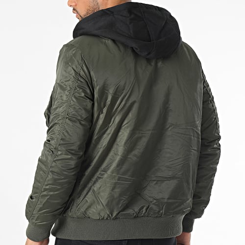 Veste Bomber Capuche Vert Kaki