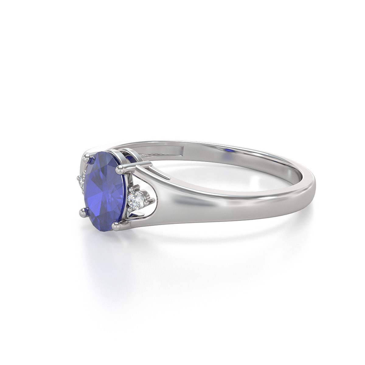Bague Tanzanite et diamants sur Argent 925 1.382grs