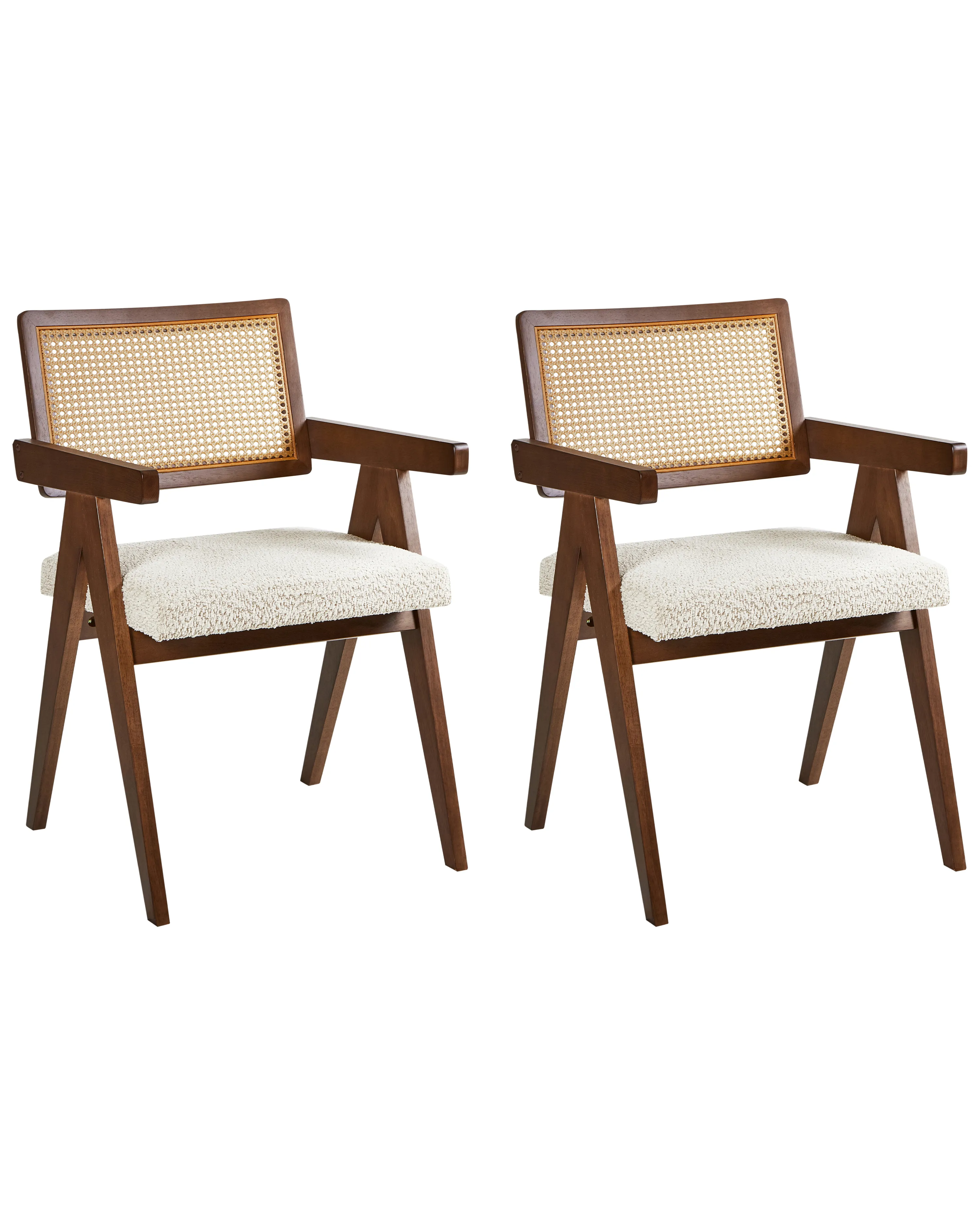Set van 2 eetkamerstoelen AVA Hout Donkerbruin/beige