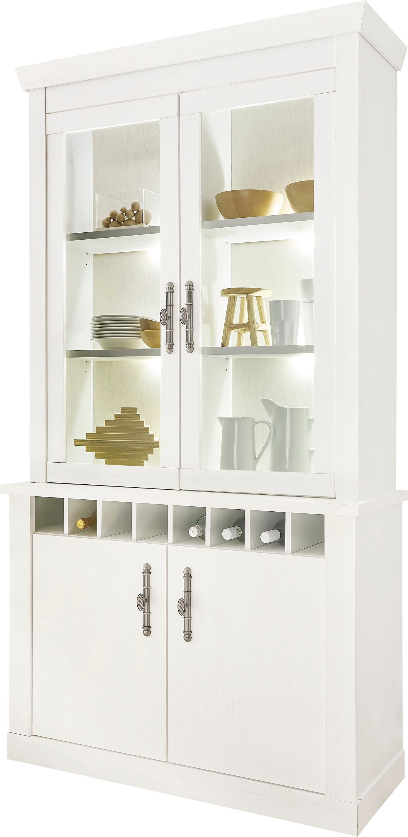 Home affaire Vitrine »RAVENNA« im romantischen Landhausstil, Griffe aus Metall, Höhe 207 cm