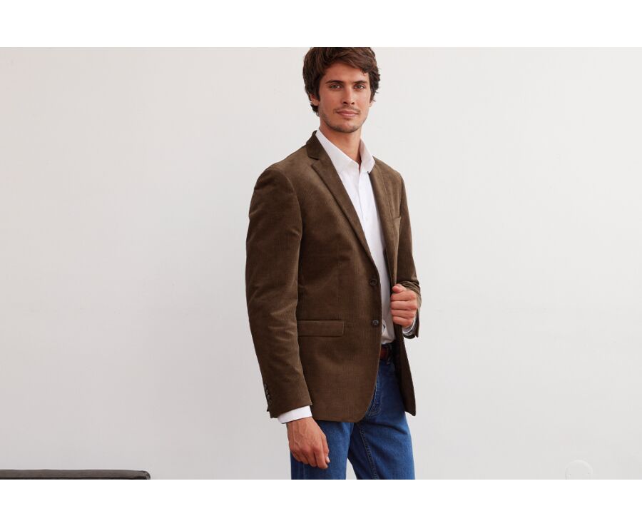 Blazer homme velours côtelé lavé Taupe foncé - LÉONTILDE