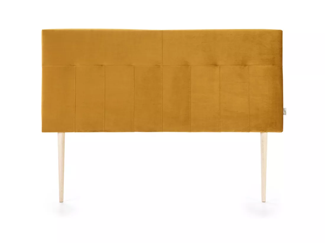 Tête de lit tapissée Napoles 160x100 cm Moutarde, Velours, Pieds en Bois