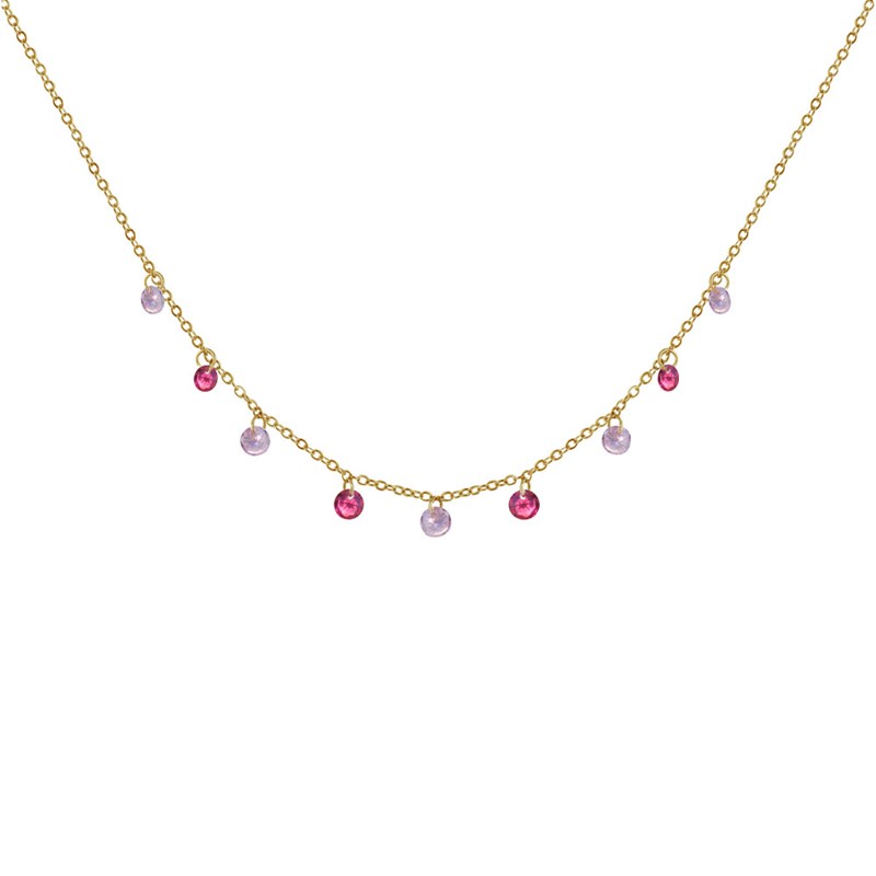 Collier Plaqué Or Strass Dégradé de Couleurs