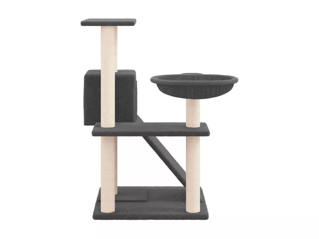 Arbre à chat avec griffoirs en sisal Gris foncé 82 cm