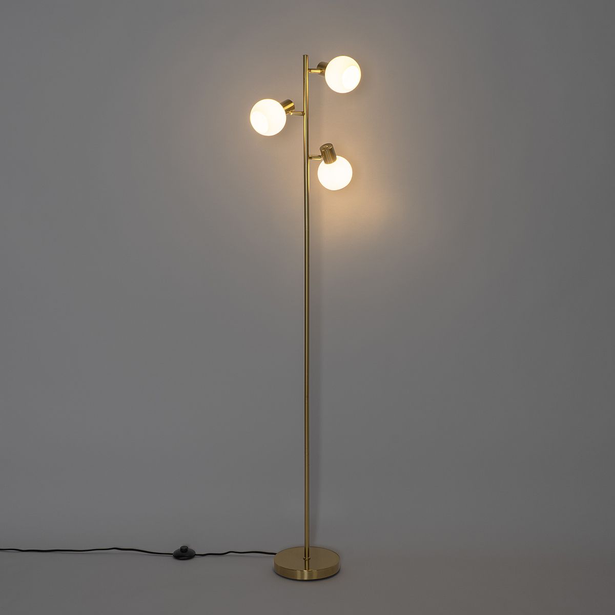 Vloerlamp goud met opaal glas 3-lichts verstelbaar - Anouk